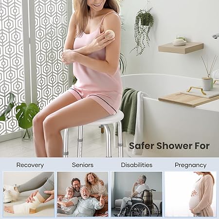 Careboda Adjustable Bath Chair for Inside Shower, Shower Stool with Upgraded Stainless Steel