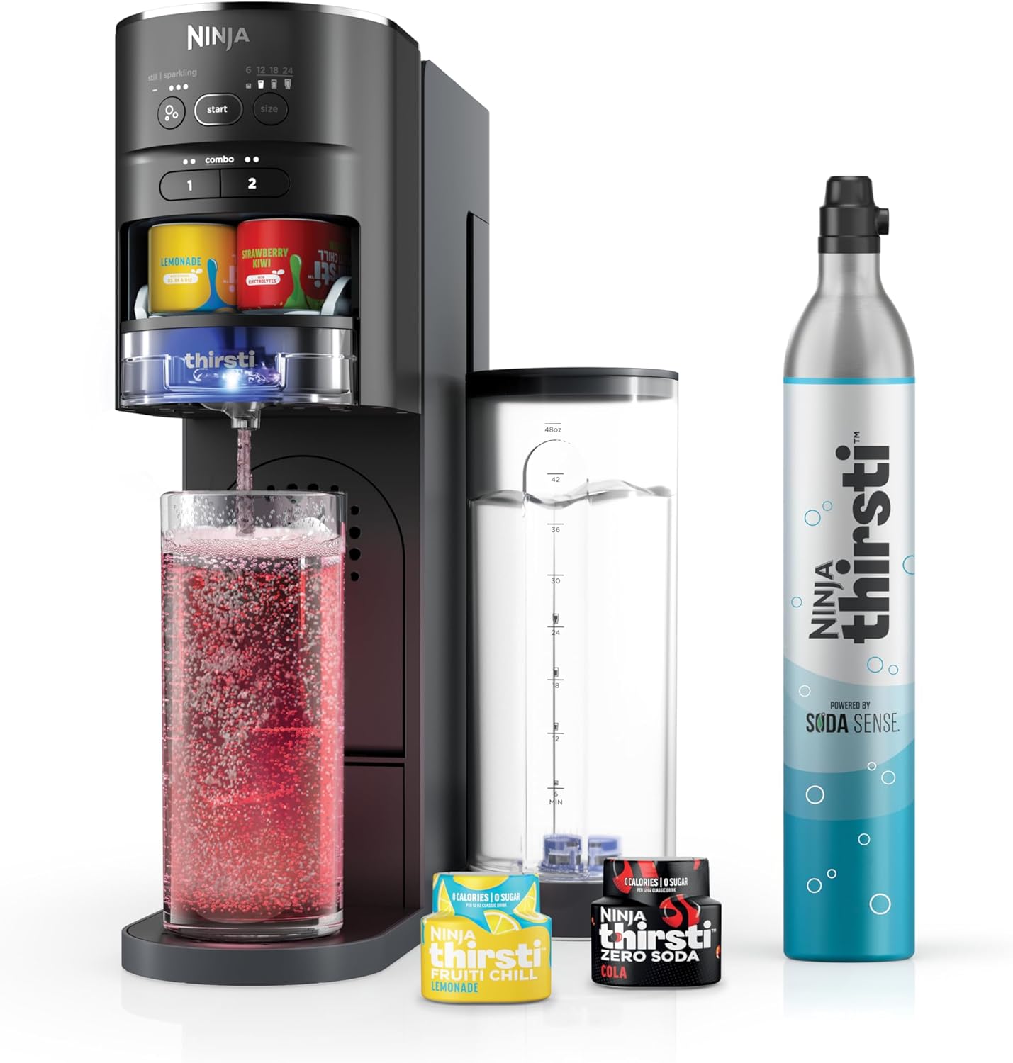 Ninja Thirsti Drink System, Soda Maker, Sparkling,Personalize Flavor, Carbonated Water Machine,