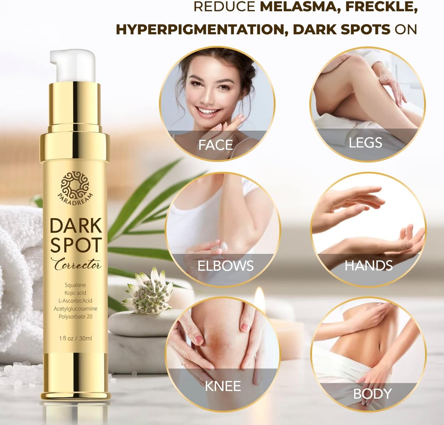 Paradream Dark Spot Remover for Face Body: Dark Spot Corrector Face Serum for Age Spot Sun Spot Freckles Brown Spot for Women & Men - 30m