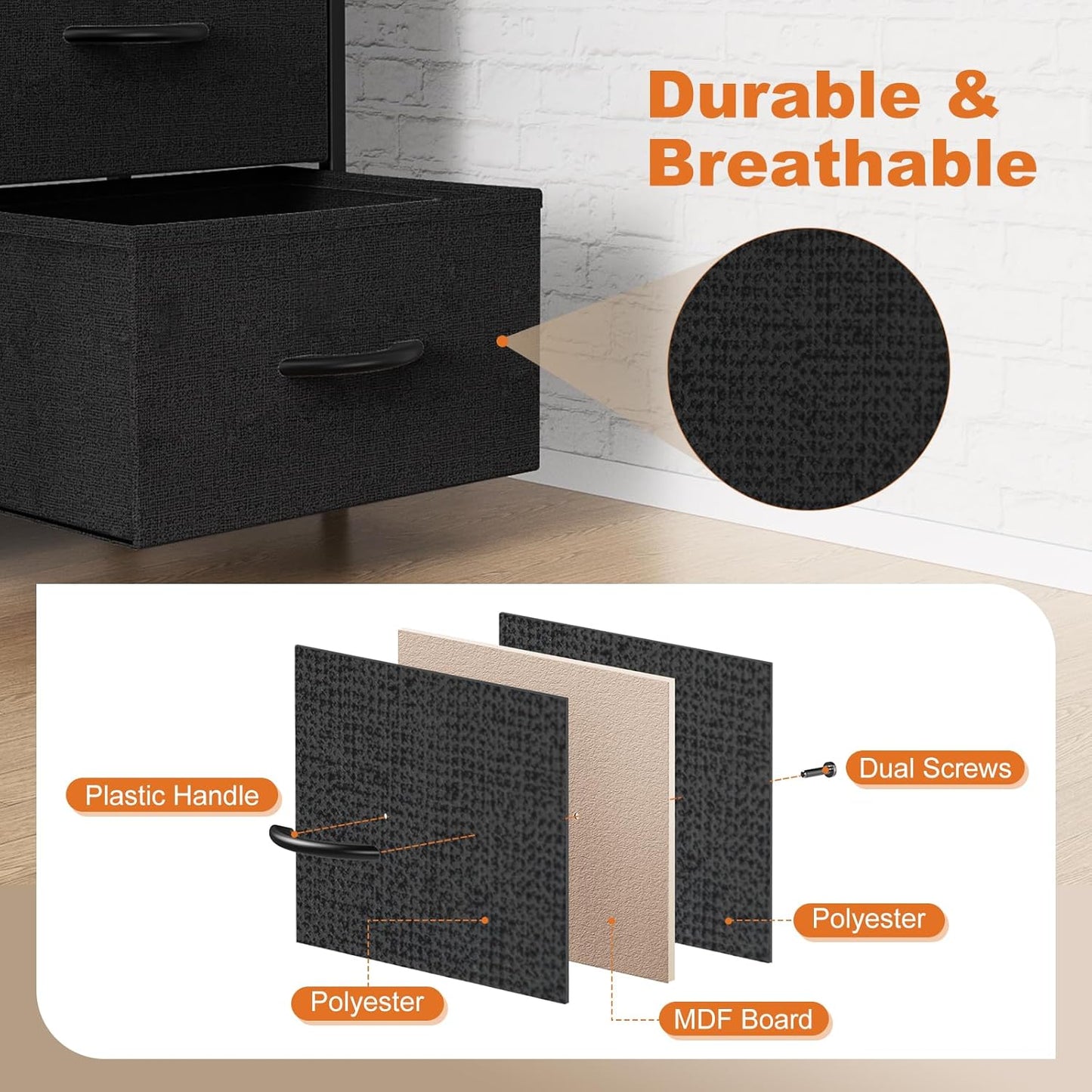 Dresser for Bedroom, TV Stand, 6-Drawer Fabric Storage Cabinet