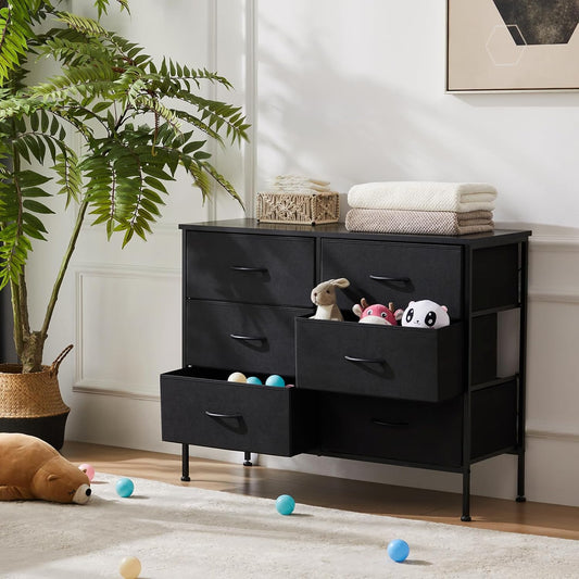 Dresser for Bedroom, TV Stand, 6-Drawer Fabric Storage Cabinet