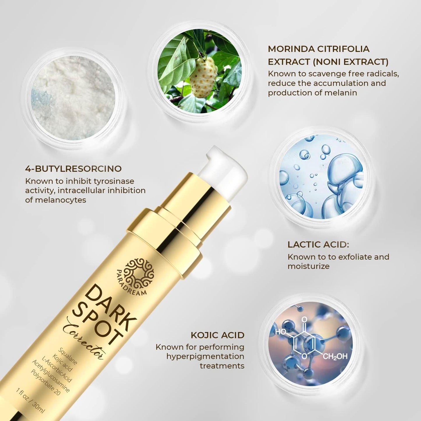 Paradream Dark Spot Remover for Face Body: Dark Spot Corrector Face Serum for Age Spot Sun Spot Freckles Brown Spot for Women & Men - 30m