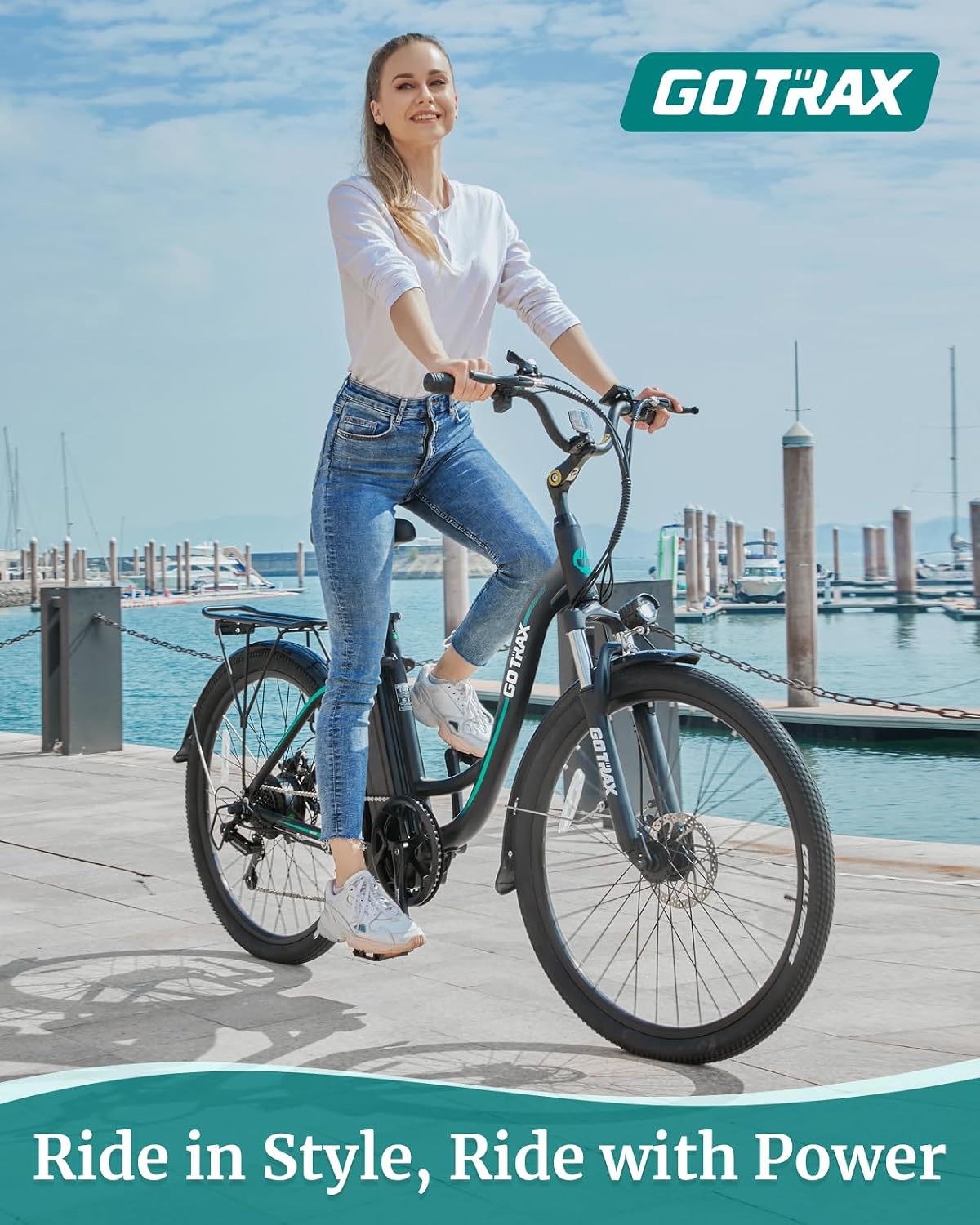 Gotrax E06 26" Step -Thru Electric Bike for Adults, Max 88km & 25km/h Speed