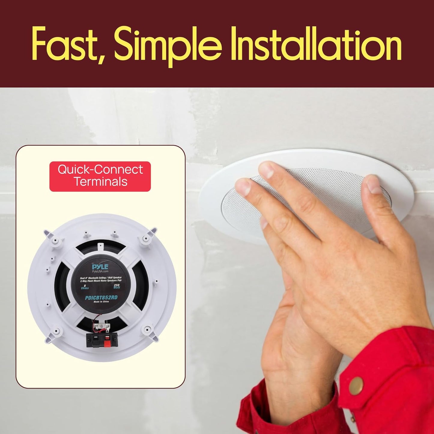 Pyle 8” Bluetooth Ceiling / Wall Mount Speakers (Pair)