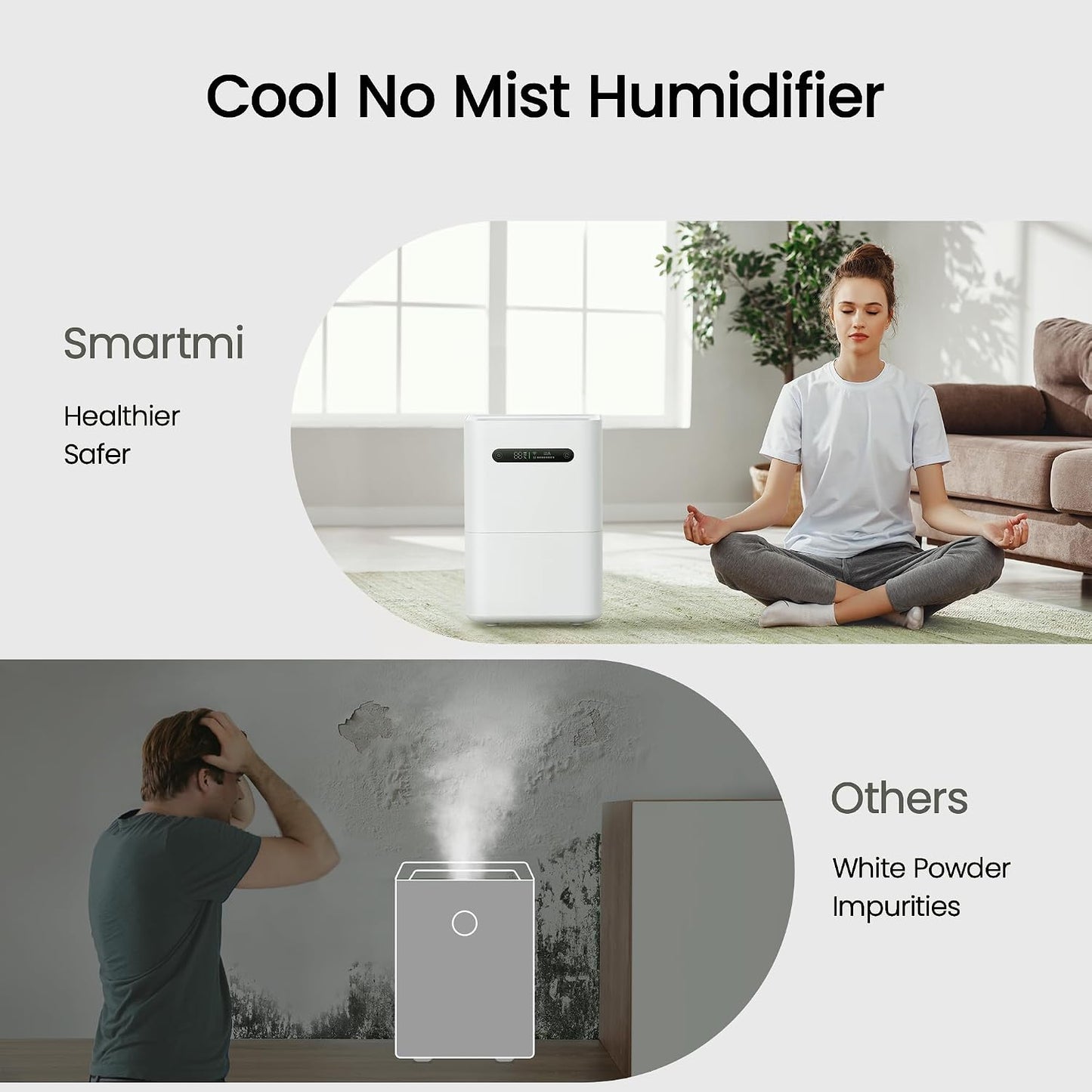 smartmi Evaporative Humidifiers, Cool No Mist Humidifiers for Bedroom, Air Humidifiers