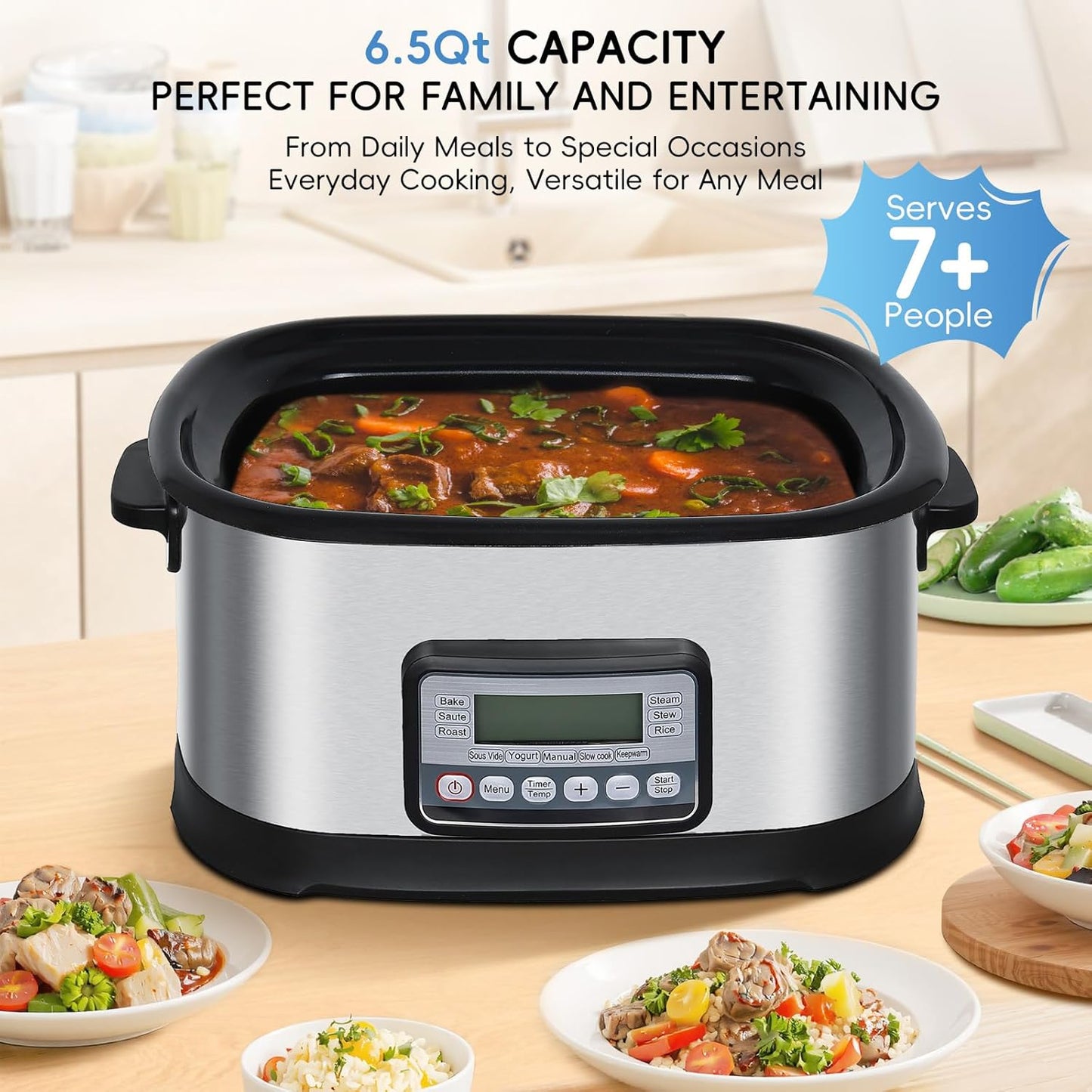 11-in-1 Programmable Multi Cooker – 6.5 Qt, 1500W
