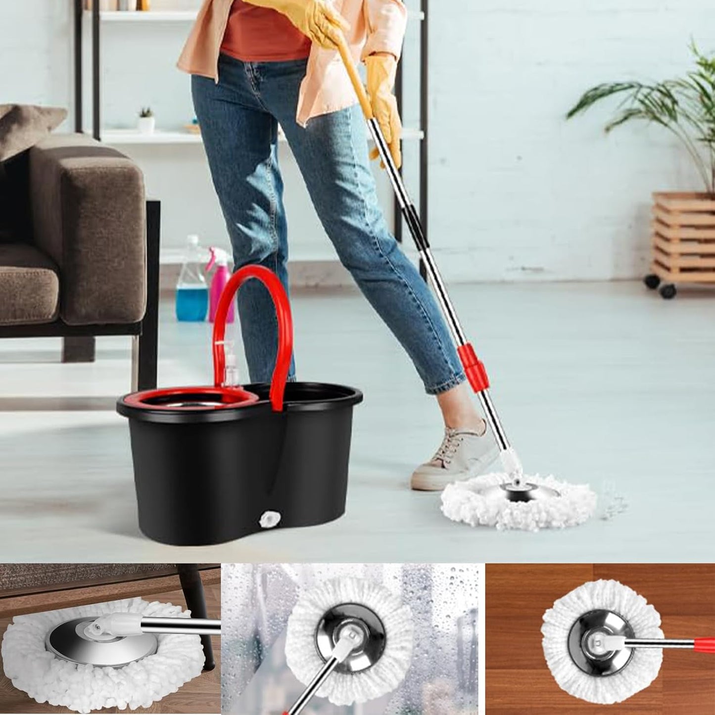 Spin Mop & Bucket with Wringer Set