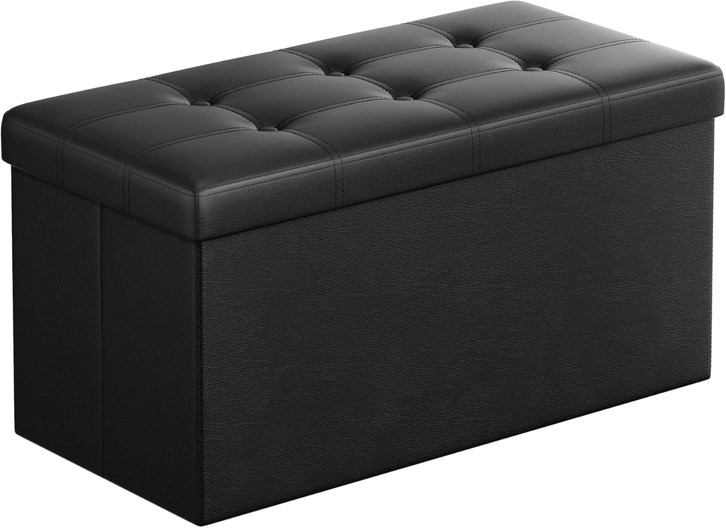30 Inches Folding Storage Ottoman Bench, Faux Leather Storage Chest, Ottoman