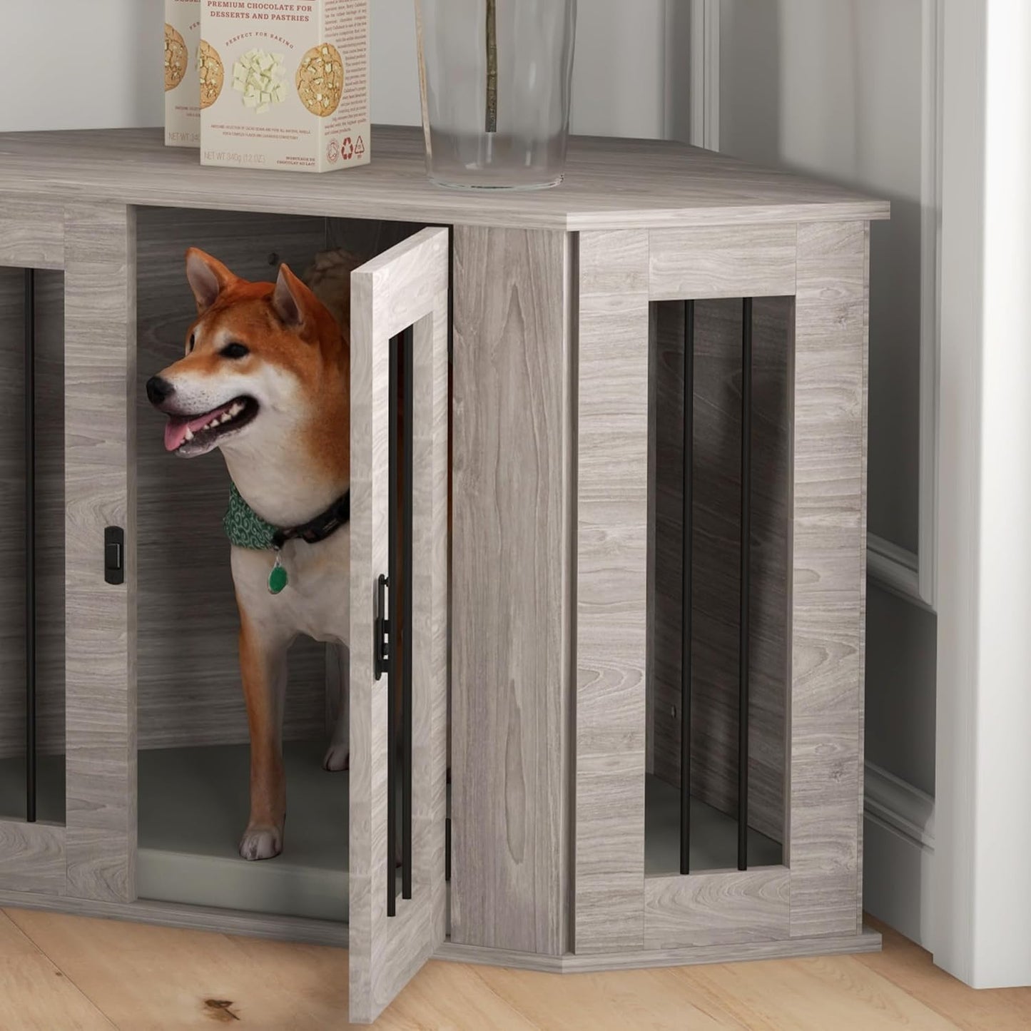 PawHut 41" Dog Crate Furniture, Corner Dog Crate End Table for M