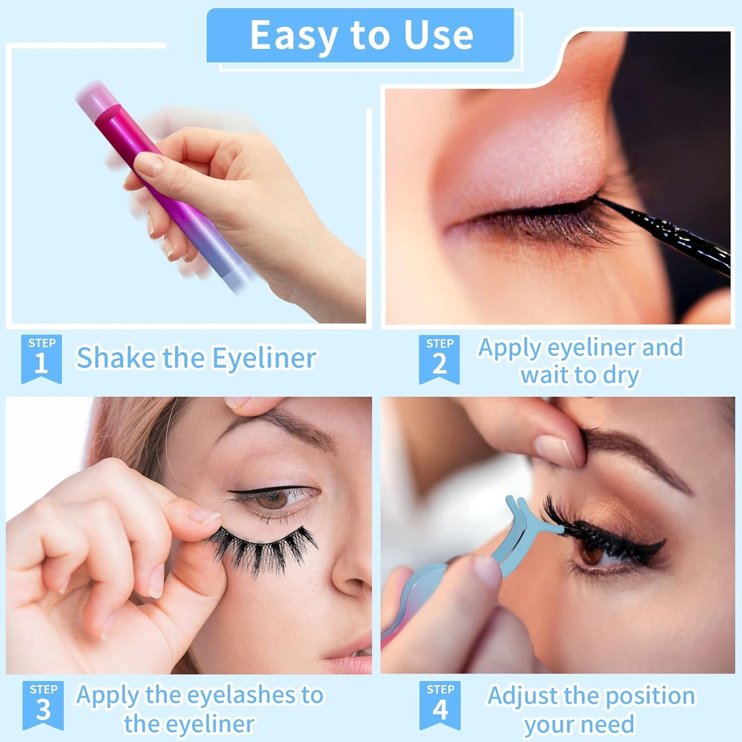 Magnetic Eyelashes Kit - Long Lasting & Reusable Lashes, Natural Look, 14 Pairs False Eyelashes with Magnetic Eyeliner & Tweezers, Easy to Wear, No Glue Needed