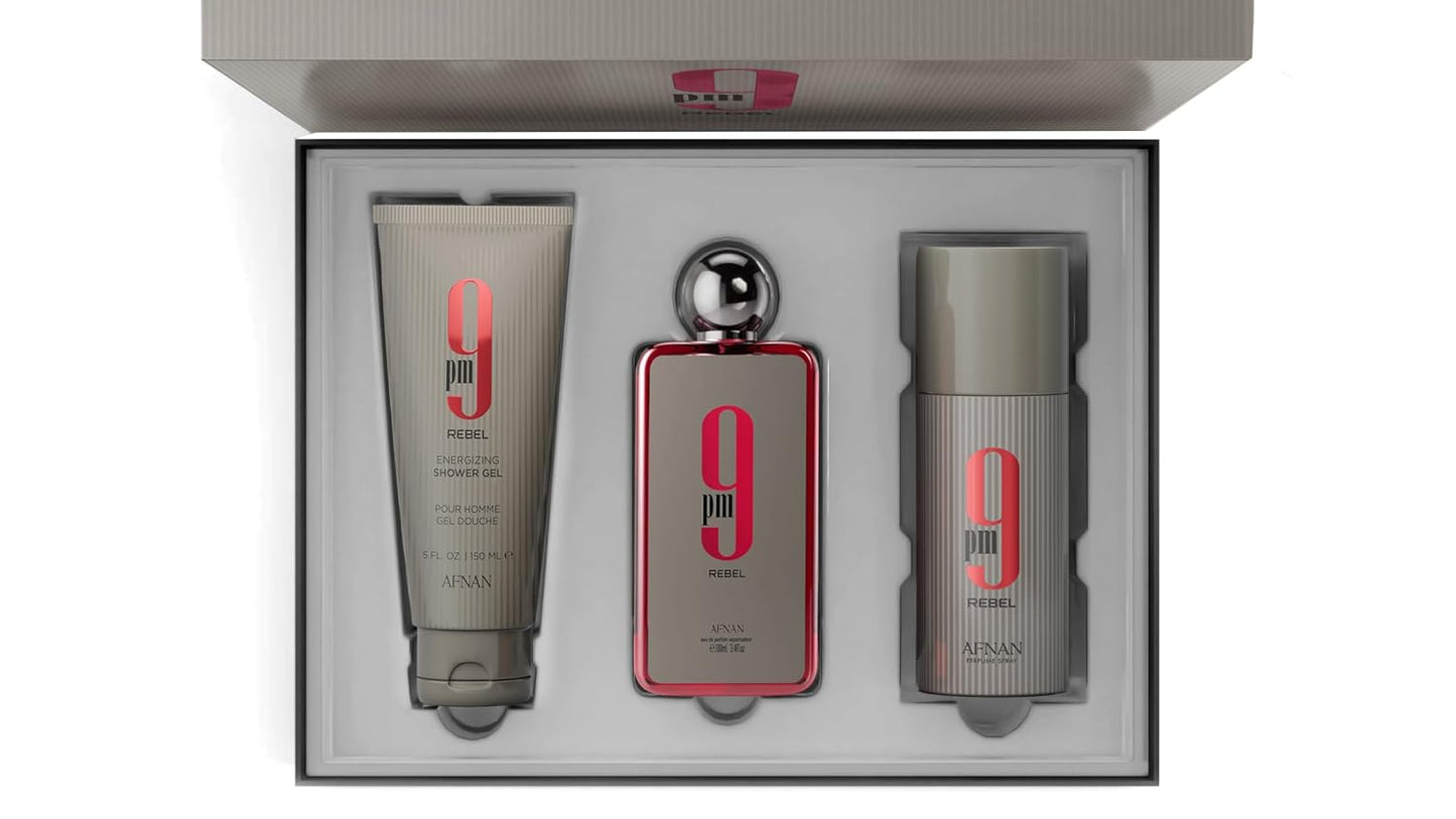Afnan 9 PM Rebel Unisex Luxury Perfume Gift Set – Eau De Parfum