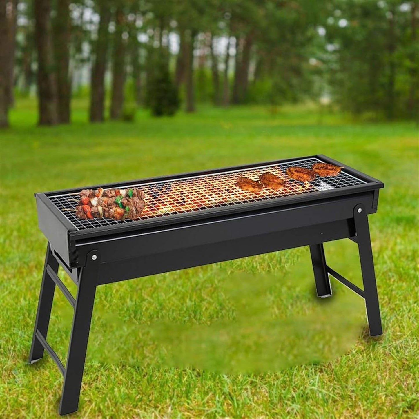 Grill for Outdoor Portable Charcoal Grill Black Metal Foldable BBQ Grills Outdoor