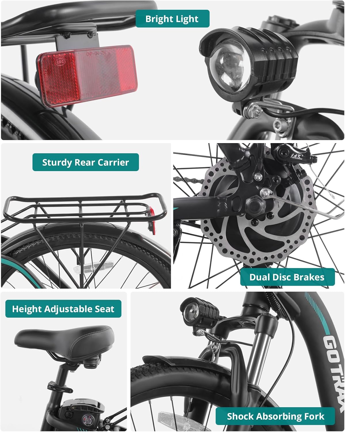 Gotrax E06 26" Step -Thru Electric Bike for Adults, Max 88km & 25km/h Speed