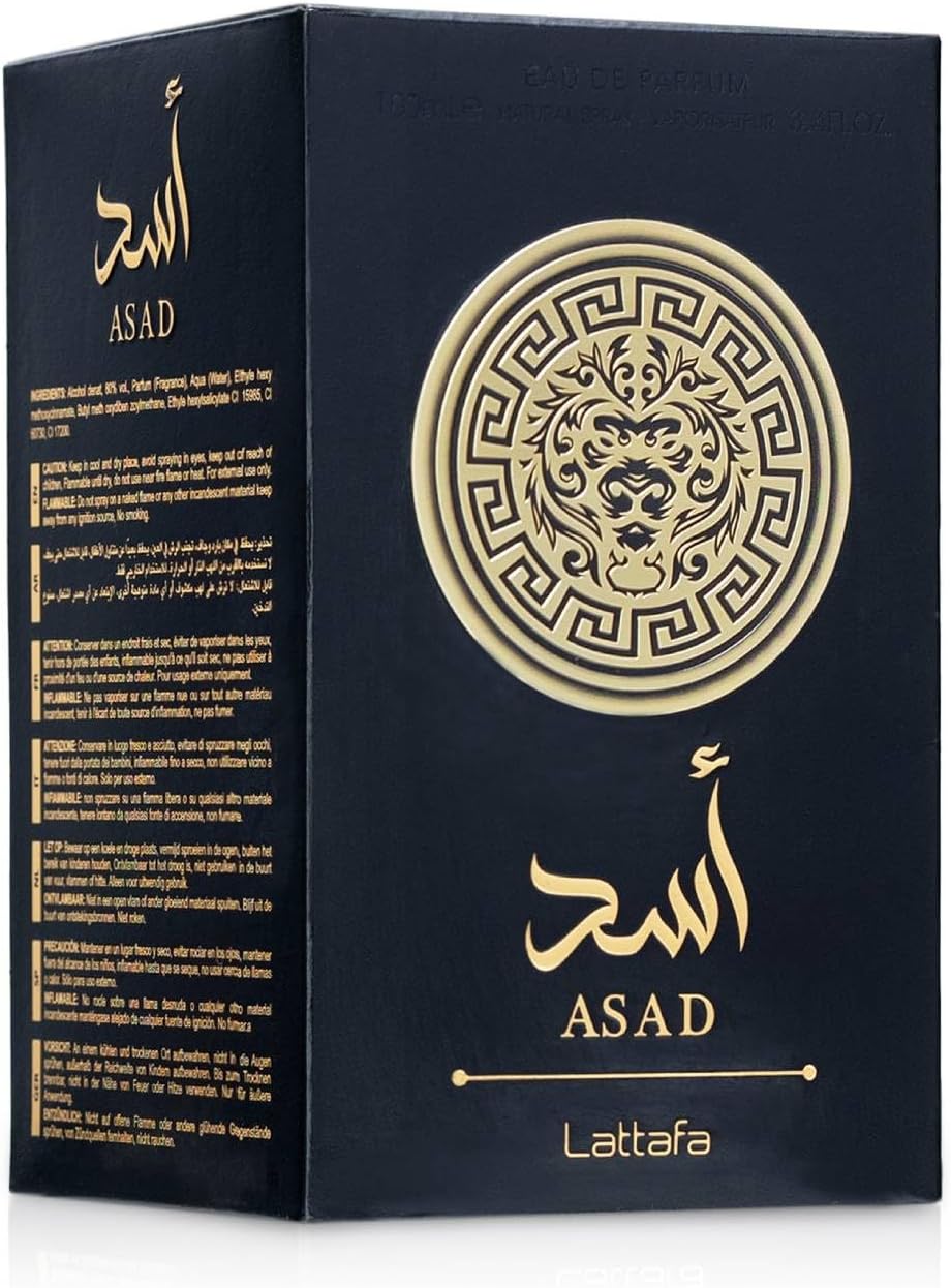 Lattafa Asad Eau De Parfum 100ml Long Lasting Luxury Refreshing Oud and Musk Fragrances
