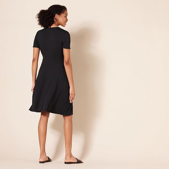 Essentials Women’s Cap‑Sleeve Faux‑Wrap Dress – BRAND NEW