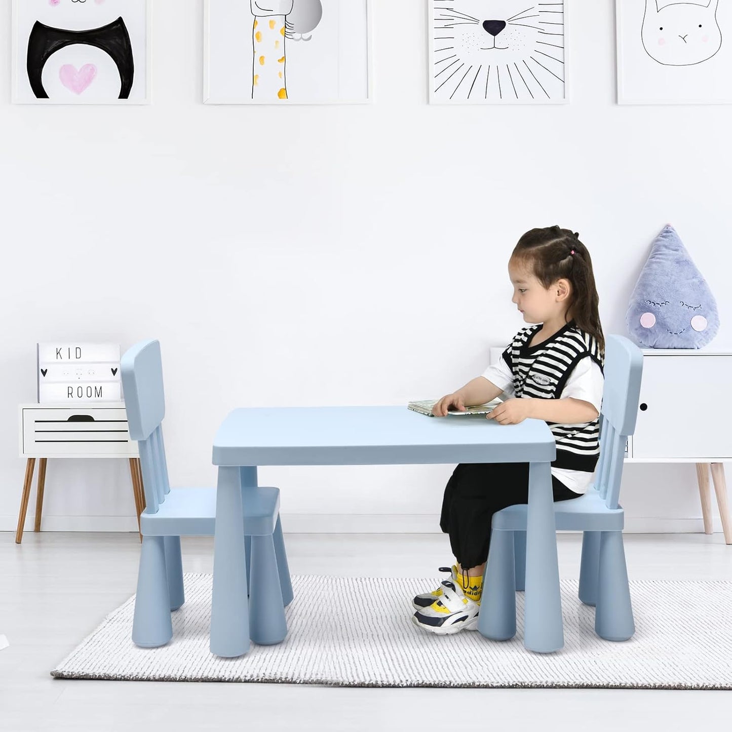 COSTWAY 3-Piece Kids Table & Chairs Set