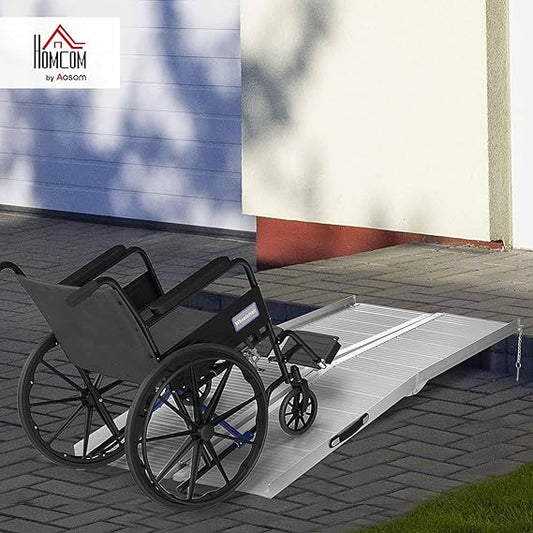 6ft Textured Aluminum Folding Ramp, Portable Threshold Ramp, Ste