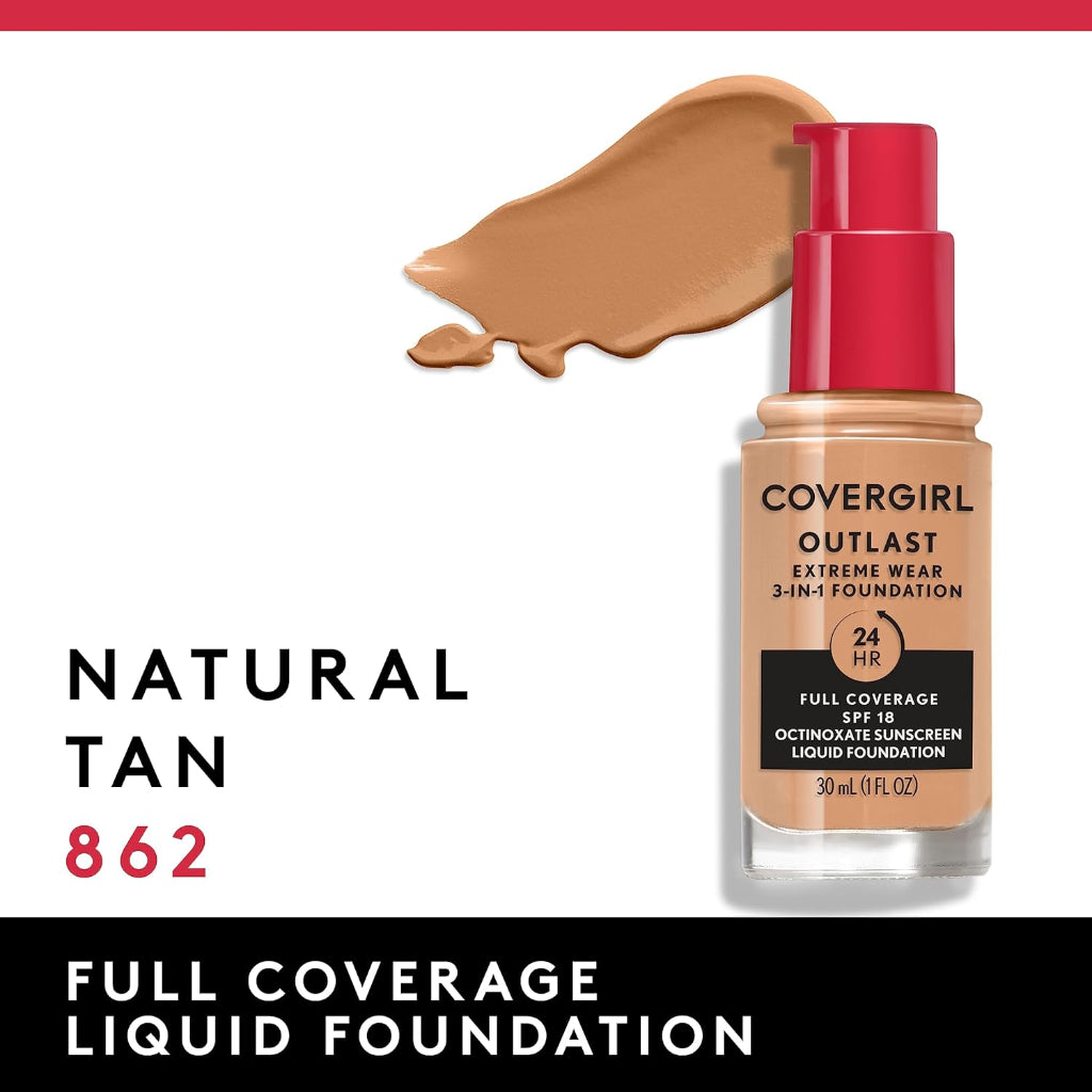 Covergirl Outlast Extreme  Liquid Foundation,Natural Tan