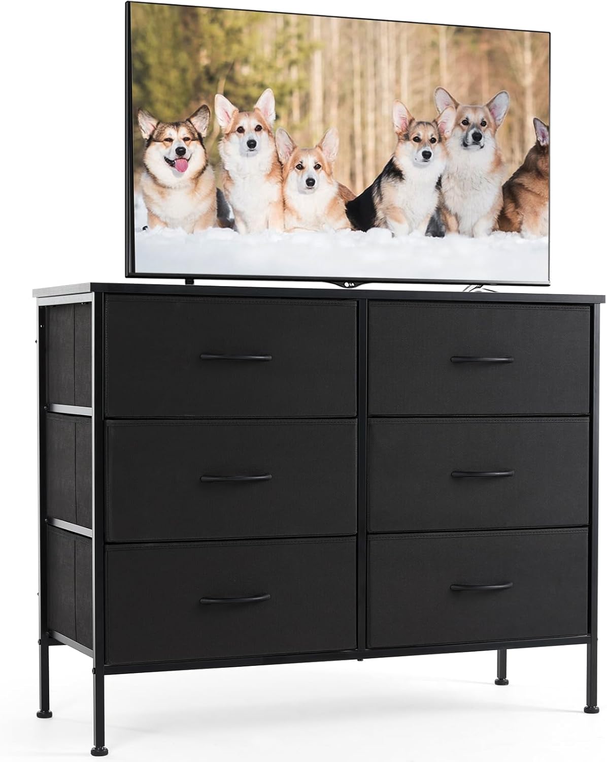 Dresser for Bedroom, TV Stand, 6-Drawer Fabric Storage Cabinet