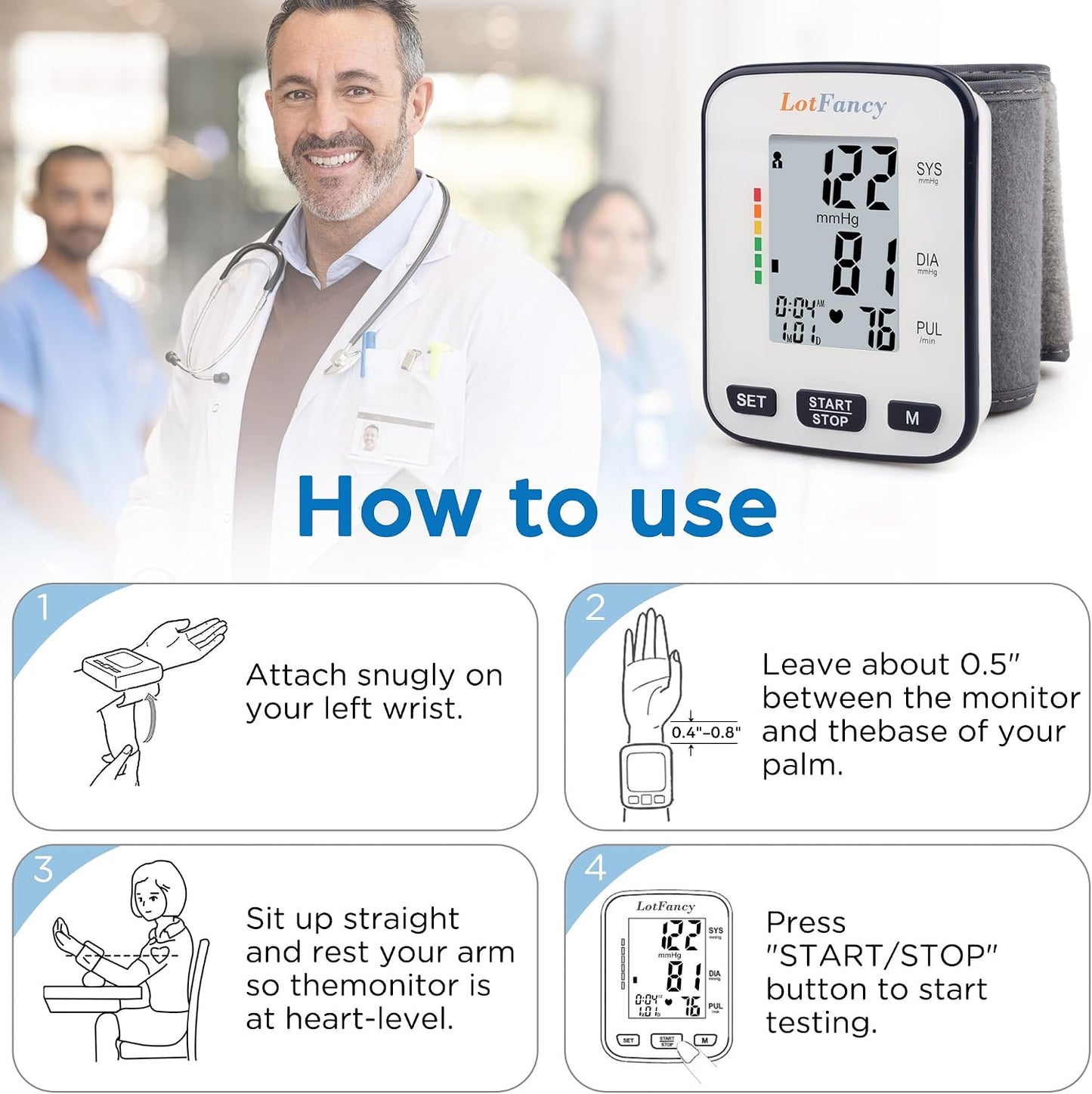 Maynovia Wrist‑Type Fully Automatic Blood Pressure Monitor