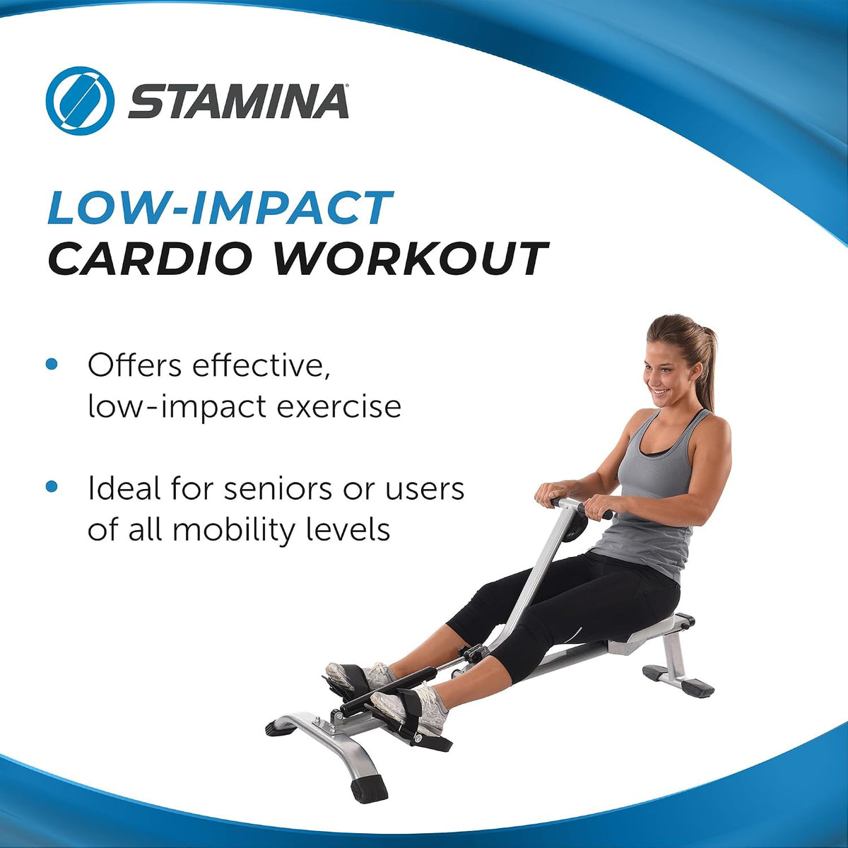 Stamina Hydraulic Rower Machine – Adjustable Resistance + Smart Workout App