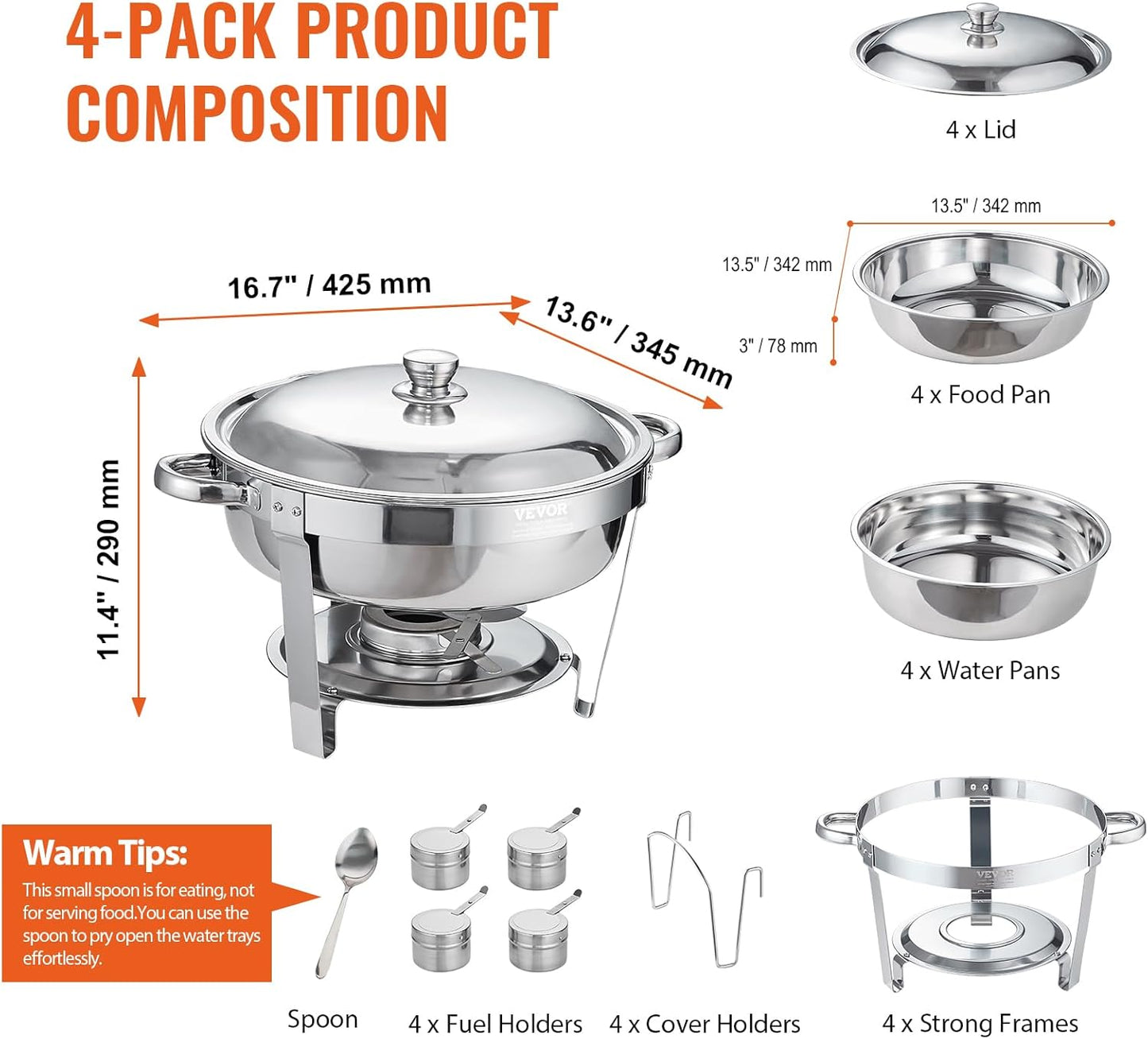 Chafing Dish Buffet SeT Stainless Steel Chafer with Full Size Pa