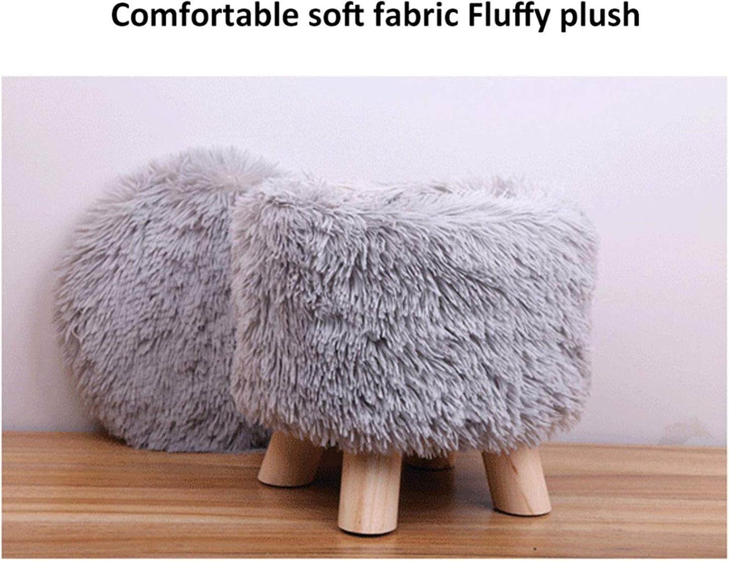 Round Foot Stool with Wooden Legs – Pink, Black & White