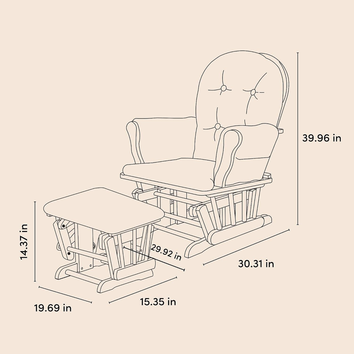 STORKCRAFT HOOP GLIDER & OTTOMAN SET