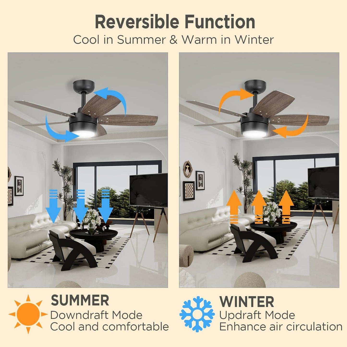 VAGIZM Ceiling Fan 36'' for Small Room: Modern Ceiling Fans with Light Remote Control - Reversible Quiet DC Motor Dimmable with 6 Speeds for Dorm Room Kids Bedroom(Bronze+Walnut)