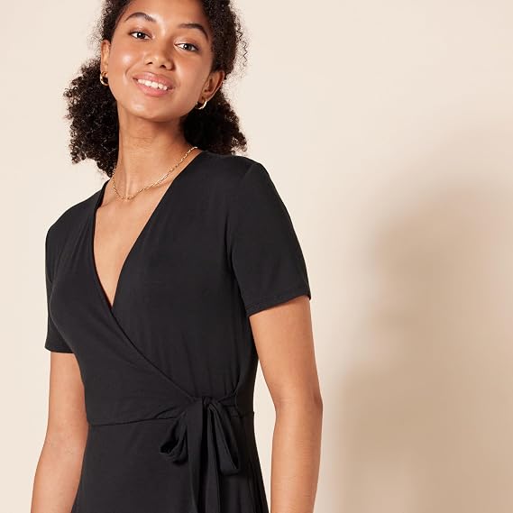 Essentials Women’s Cap‑Sleeve Faux‑Wrap Dress – BRAND NEW