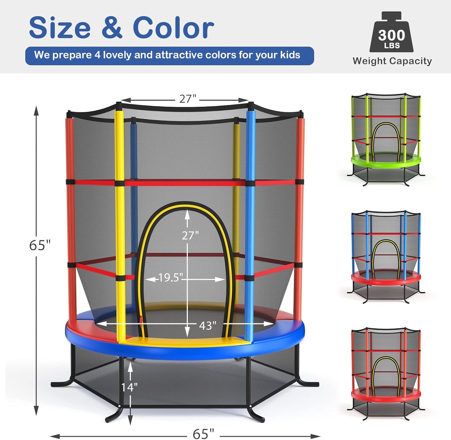 Giantex 55" Kids Trampoline with Safety Enclosure Net