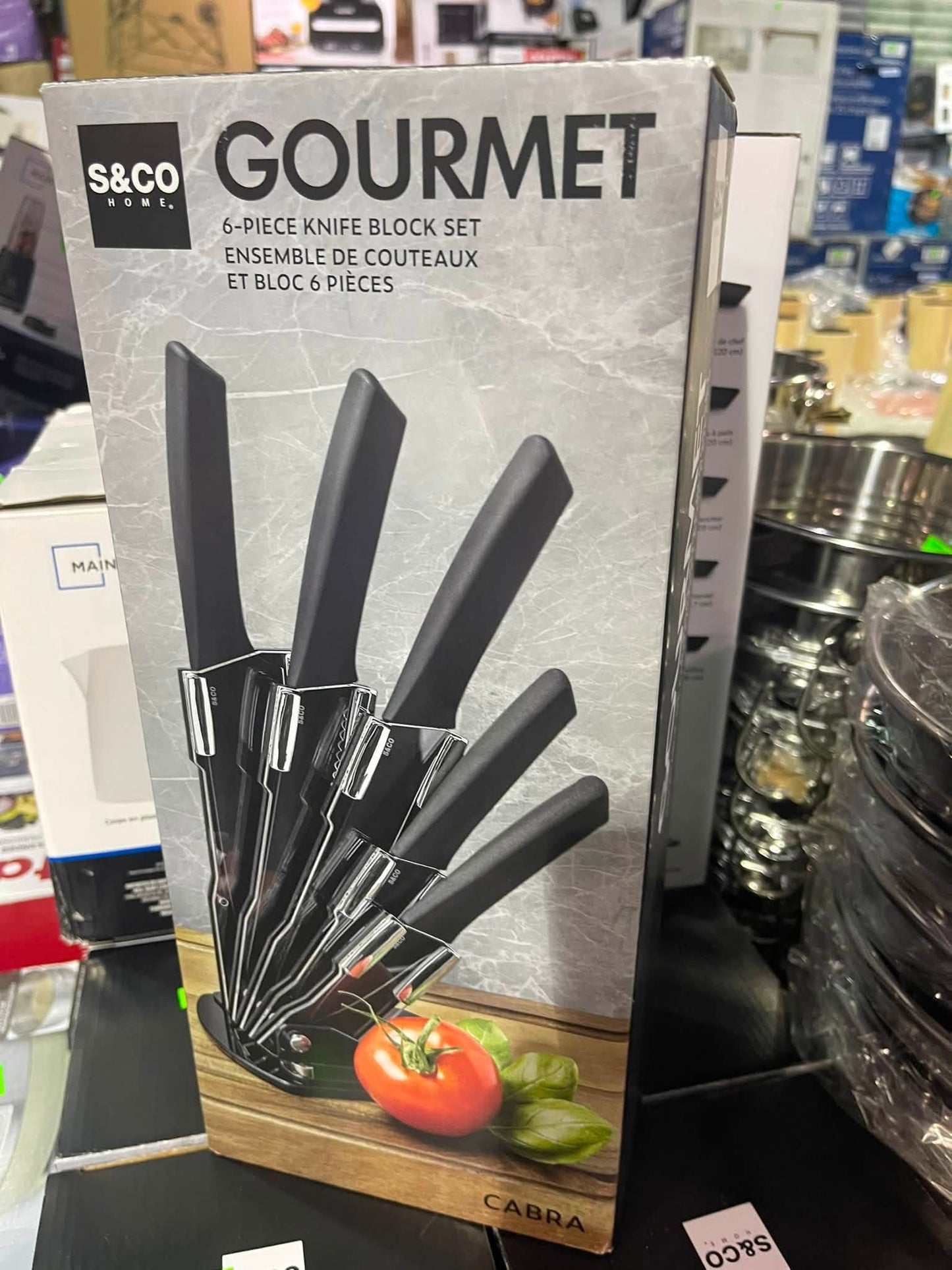 Kitchen Knife Set with Block, 6 PCS High Carbon Stainless Steel Sharp Kitchen Knife Set