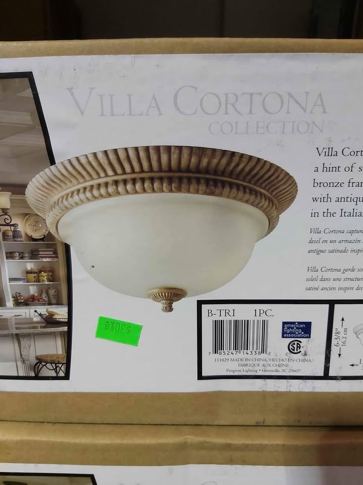 Progress Lighting – Villa Cortona Flush Mount Ceiling Light (Bronze Frame)
