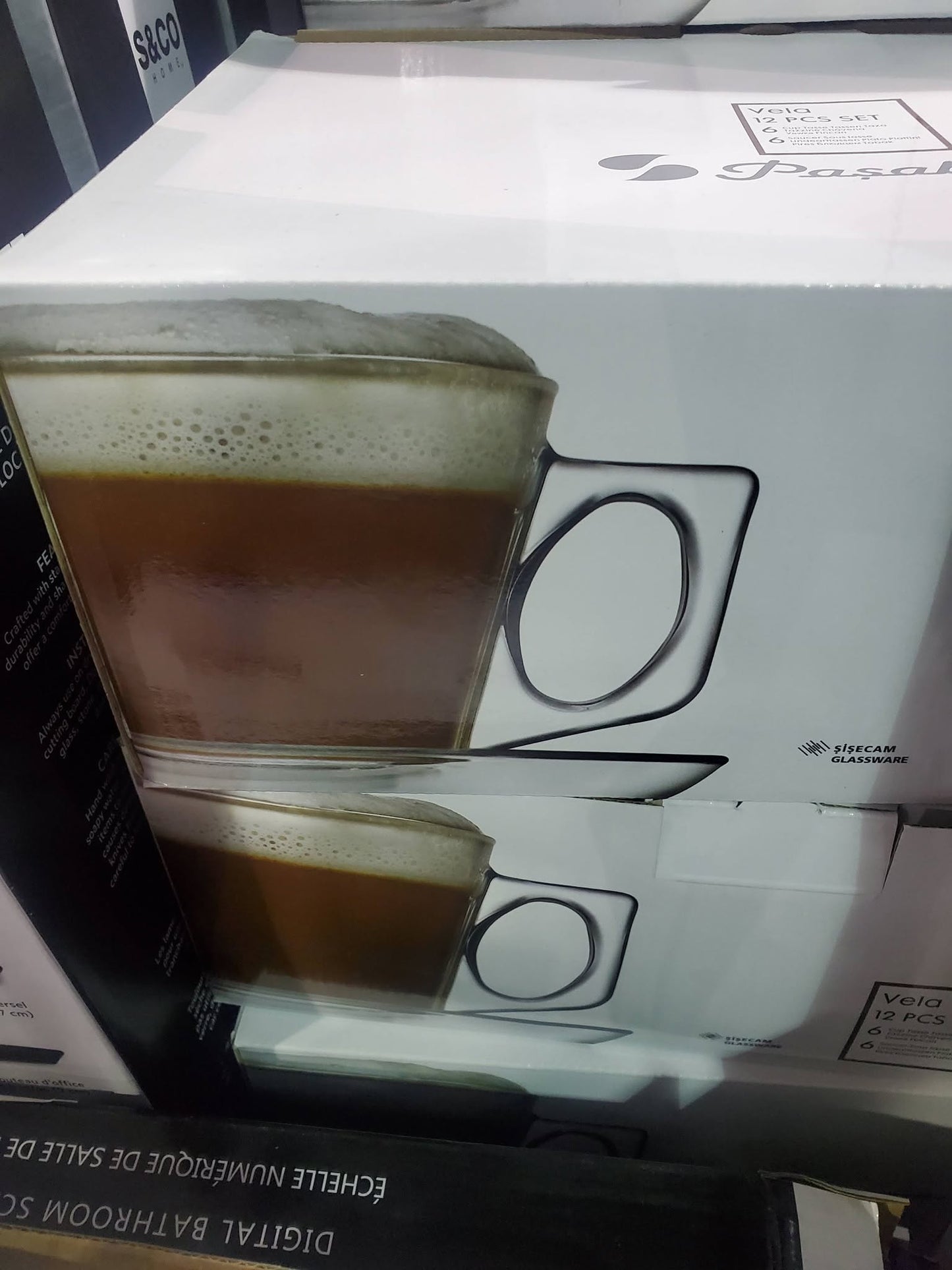 Espresso 12 Pcs Glass Set Include 6 Cups & 6 Saucers