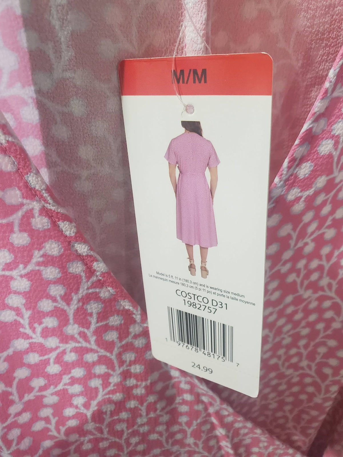 Pink & White Vine‑Print V‑Neck Midi Dress – French Connection