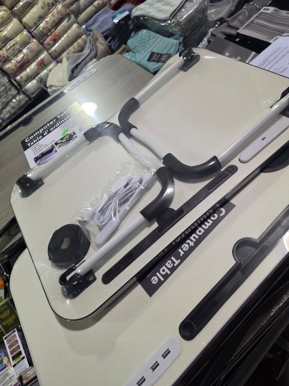 Foldable Portable Laptop Bed/Table/Desk with USB Charge Port and Cup Holder for Eating Reading and Working