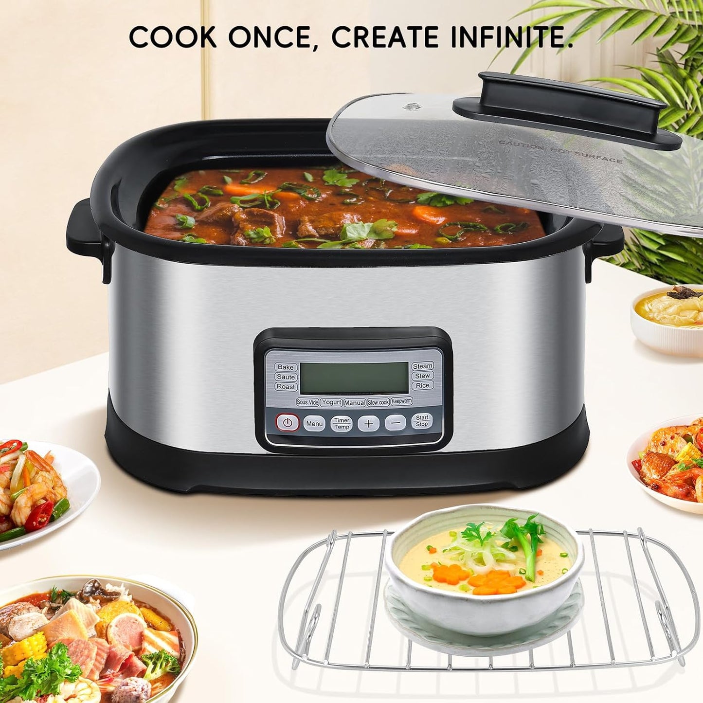 11-in-1 Programmable Multi Cooker – 6.5 Qt, 1500W