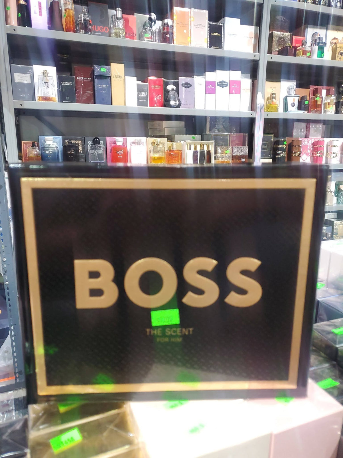 🖤🔥 BOSS Men’s 3‑Piece Gift Set – BOSS The Scent (Festive Edition)