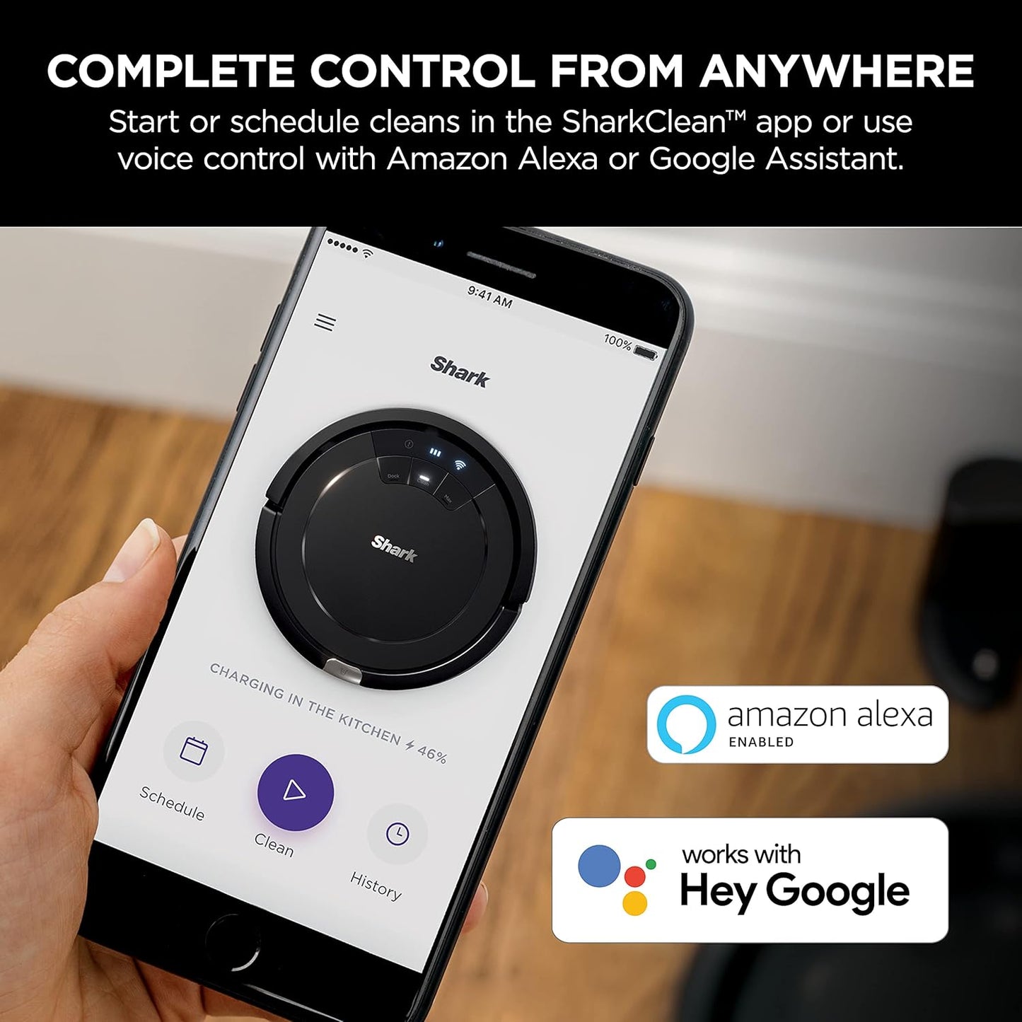 Shark RV754CA ION Robot Vacuum, Wi-Fi Connected, Works with Google Assistant, Multi-Surface Cleaning, Carpets, Hard Floors, Black (Canadian Version)