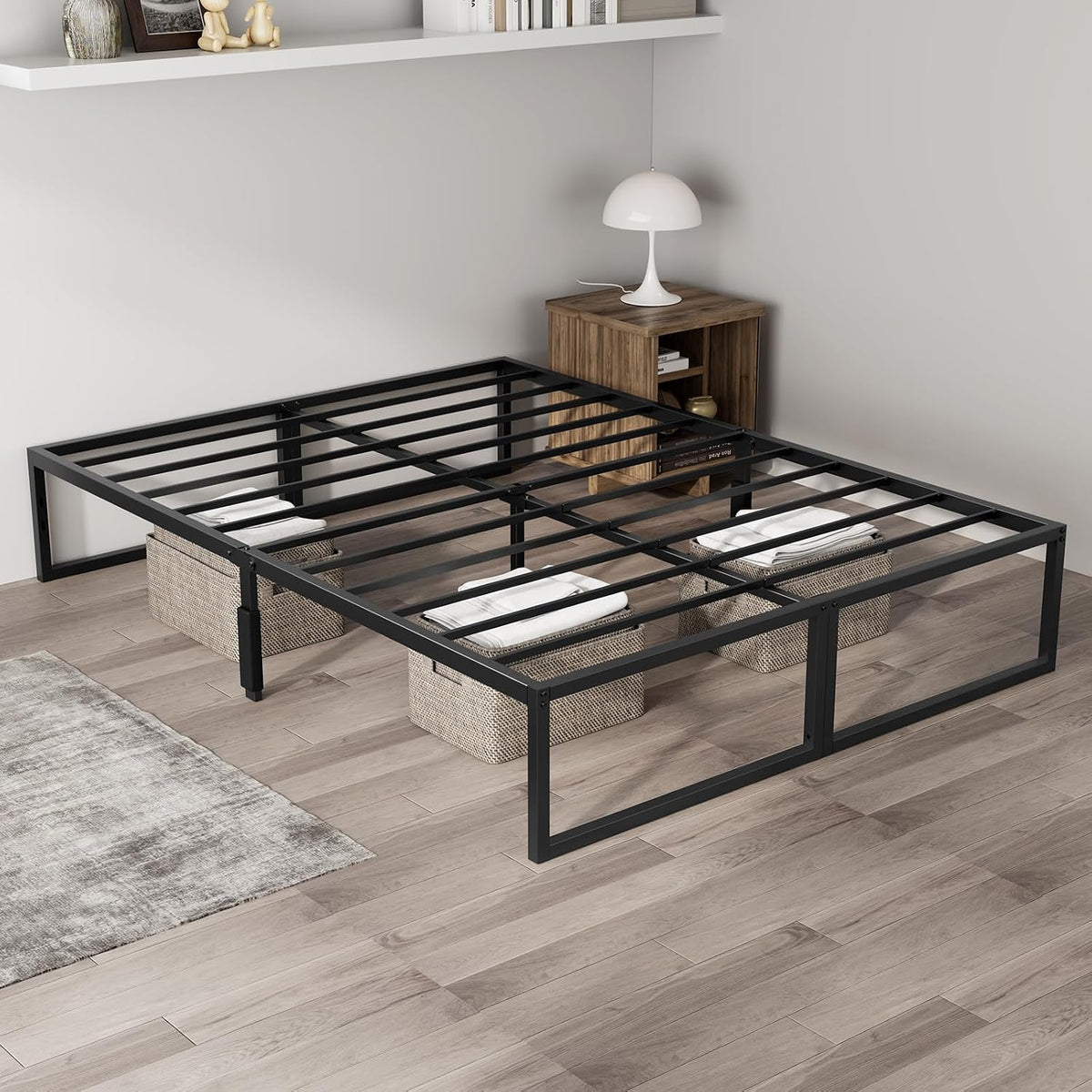 Full Bed Frame, 14 Inch Full Size Metal Platform Bed, 2000 lbs Capacity, Metal Bed Frame No Box