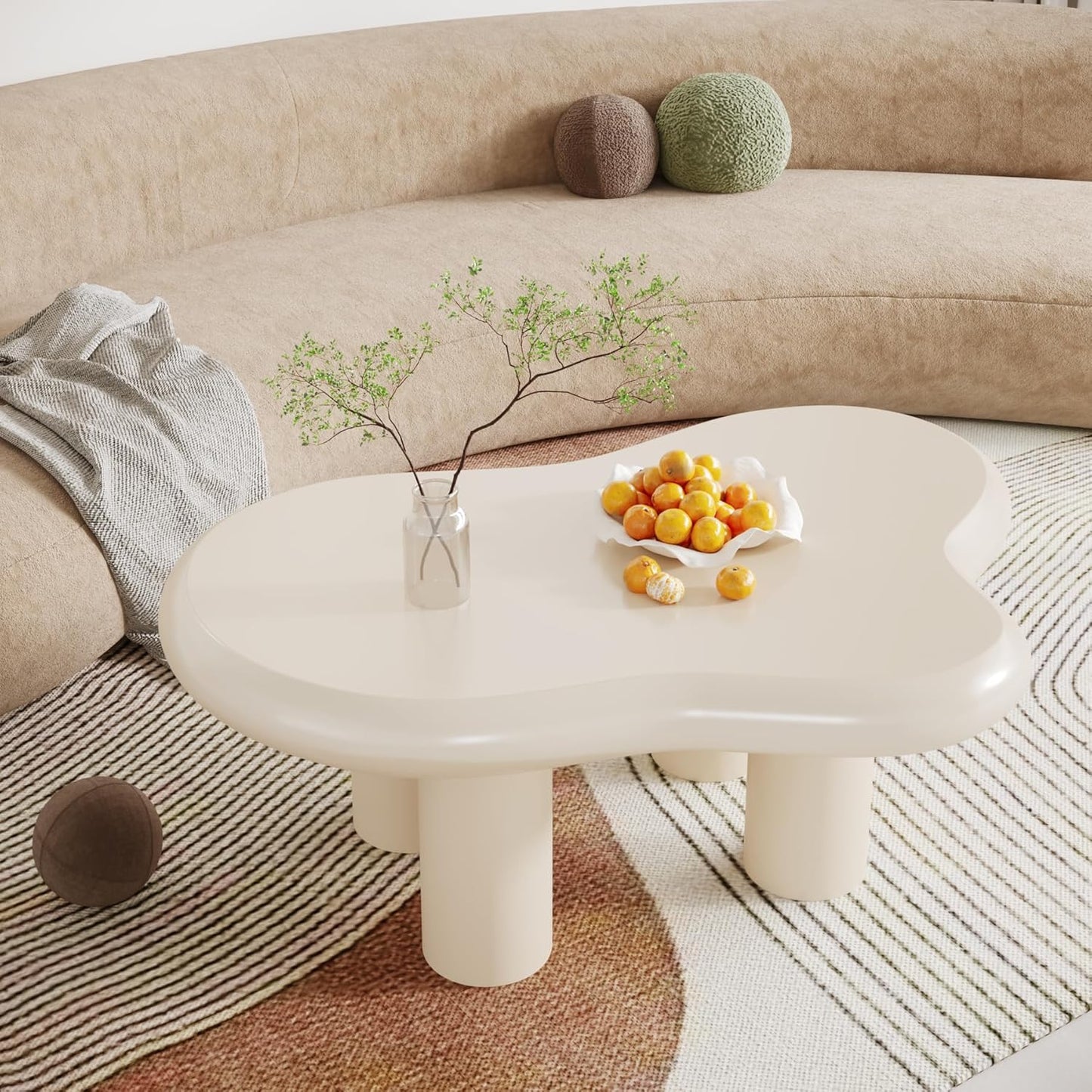 39.4" Cloud Coffee Table, Cute Cream Coffee Table