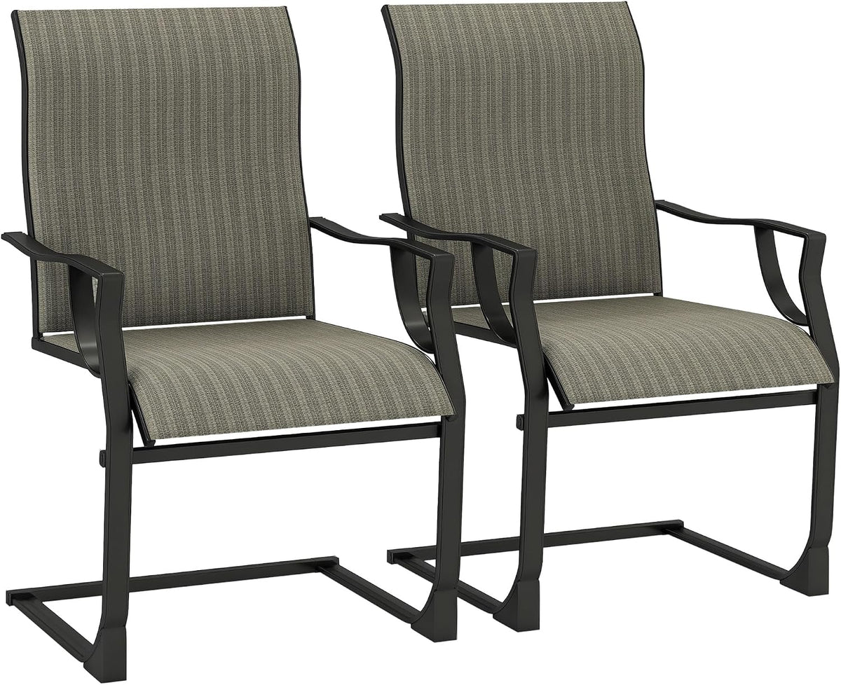 Outsunny Patio Chairs Set of 2 C Spring Motion Dining Chairs, Grey