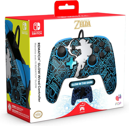 PDP REMATCH GLOW Wired Controller: Sheikah Shoot For Nintendo Switch, Nintendo Switch - OLED Model
