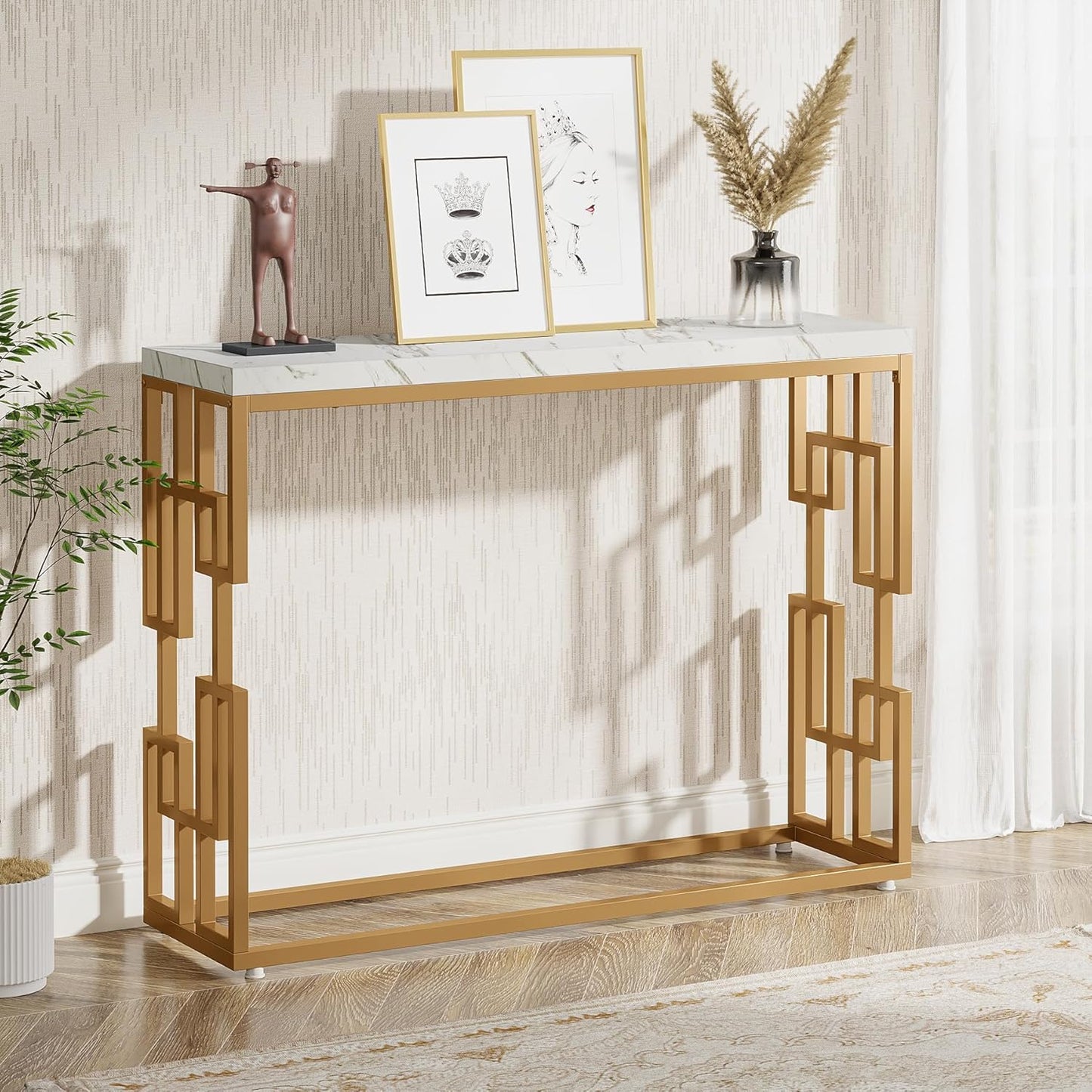 Tribesigns Gold Console Table, Modern 42.5" Sofa Tables Entryway