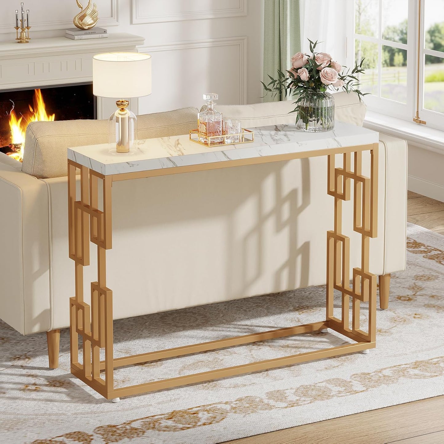 Tribesigns Gold Console Table, Modern 42.5" Sofa Tables Entryway
