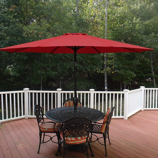 Simple Deluxe 9ft Outdoor Market Table Patio Umbrella with Button Tilt, Crank an