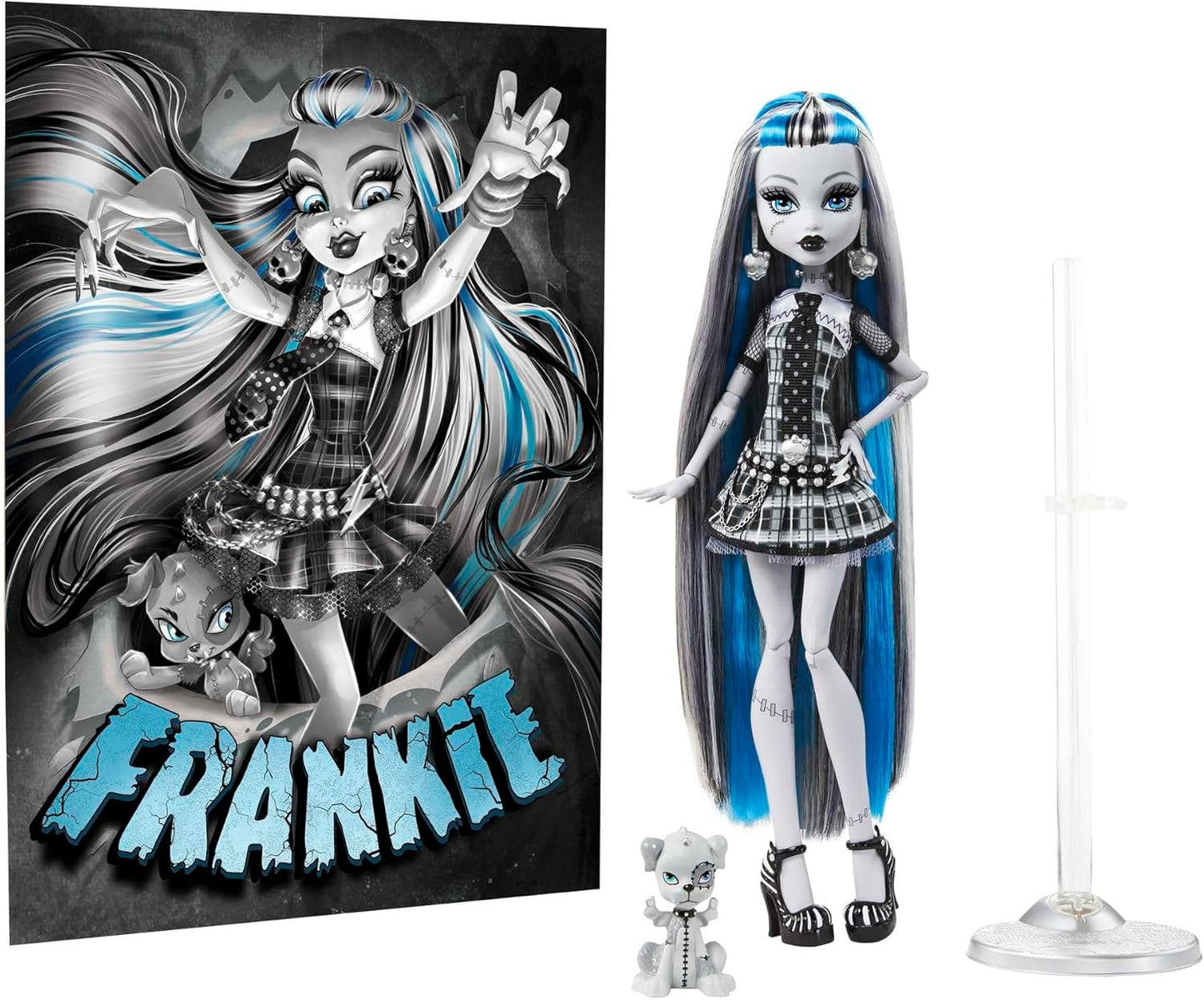 Monster High Reel Drama Doll, Frankie Stein in Black and White