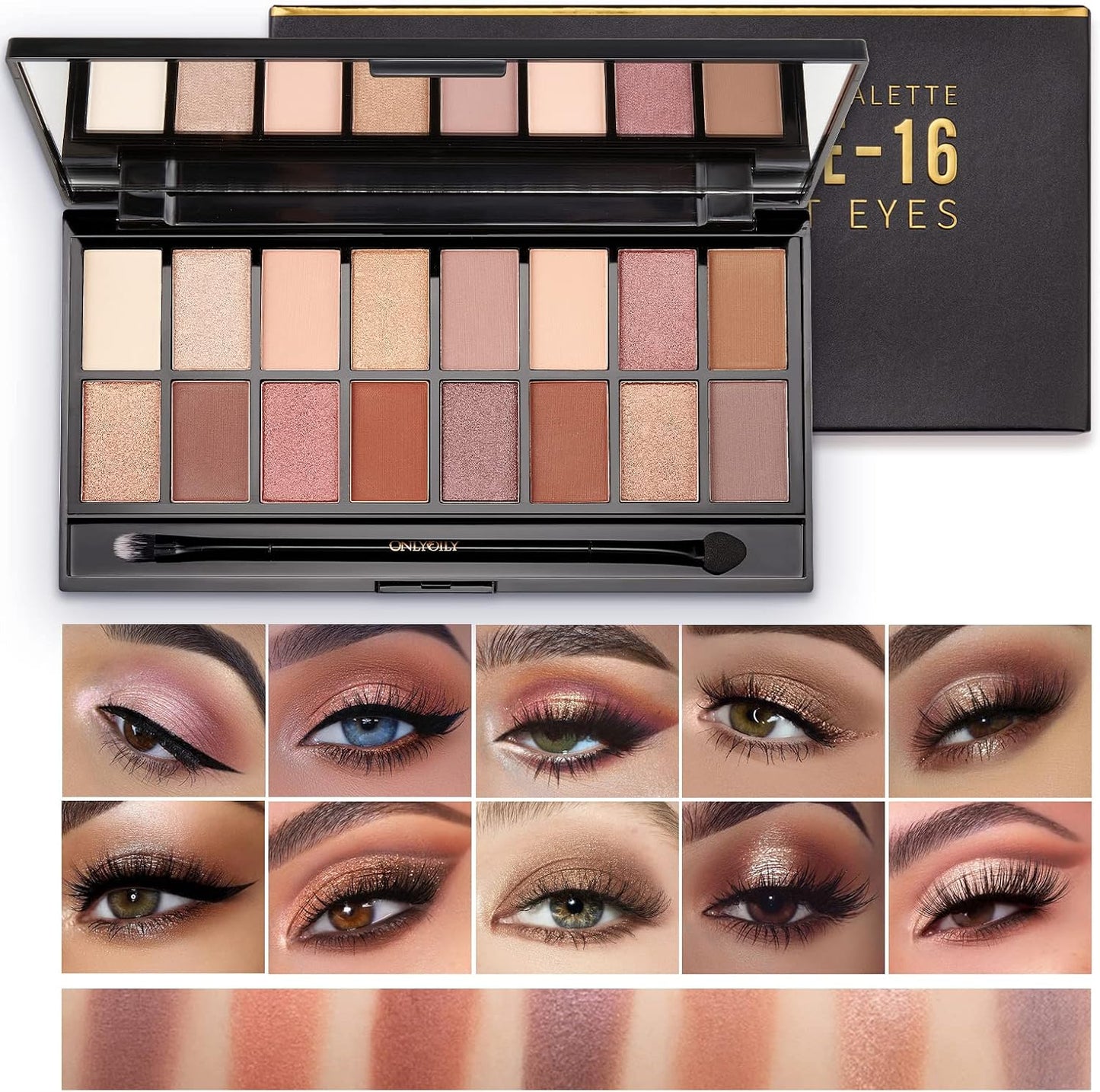 16 Colors make up Eyeshadow Palette Eye Shadow Powder Disc Portable Shimmer glitter eyeshadow