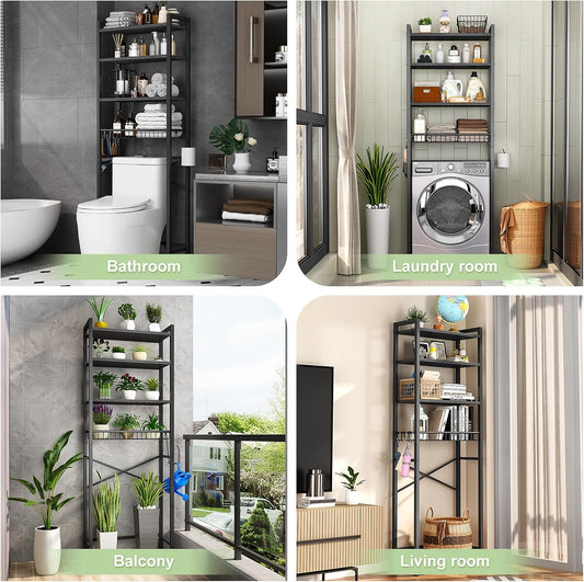 Over-The-Toilet Storage Rack, 4-Tier Bathroom Organizer Shelf Over Toilet