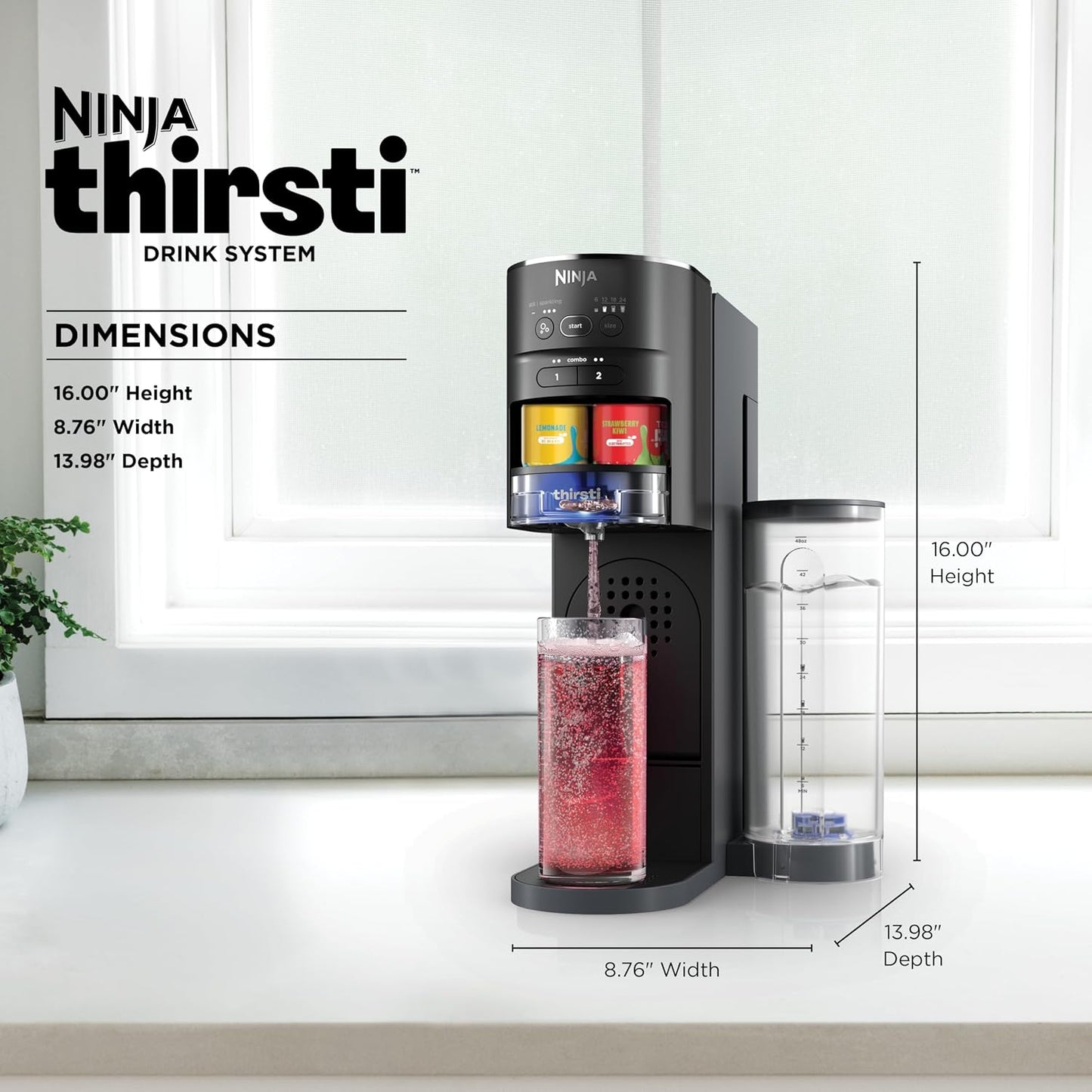 Ninja Thirsti Drink System, Soda Maker, Sparkling,Personalize Flavor, Carbonated Water Machine,